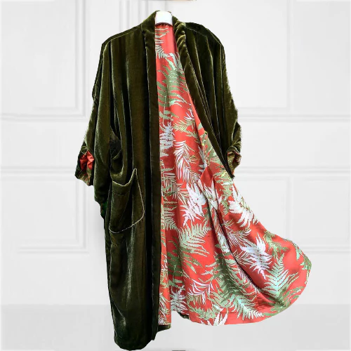 Fashion Casual Lined Printed Velvet Duster - Image 7
