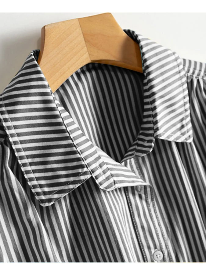 Fashion Casual Striped Shirt Dress - Image 5