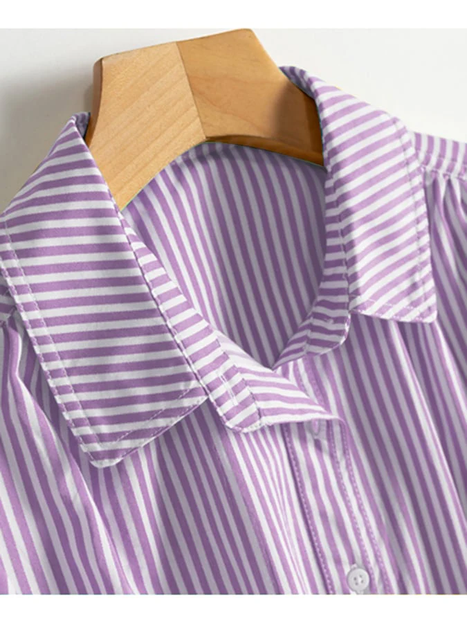 Fashion Casual Striped Shirt Dress - Image 6