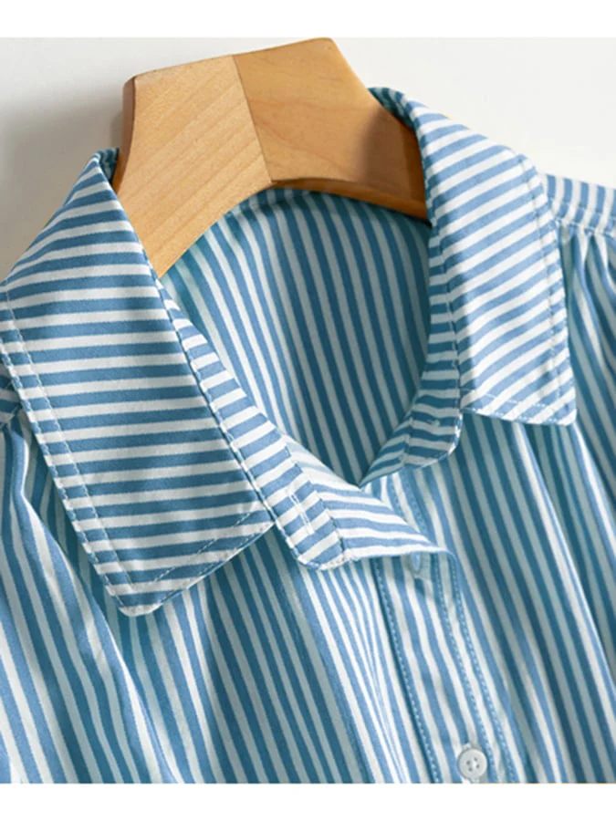 Fashion Casual Striped Shirt Dress - Image 8