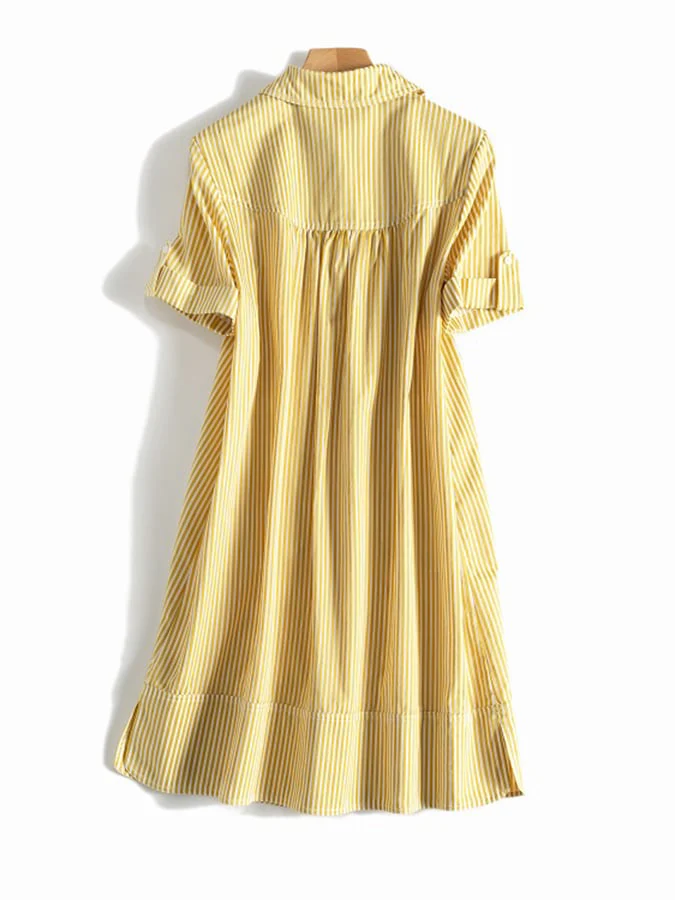 Fashion Casual Striped Shirt Dress - Image 9