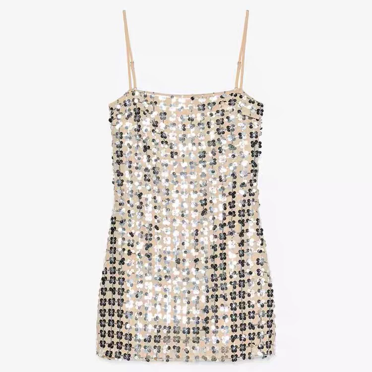 Fashion Sexy Sequin Shiny Suspender Dress - Image 2