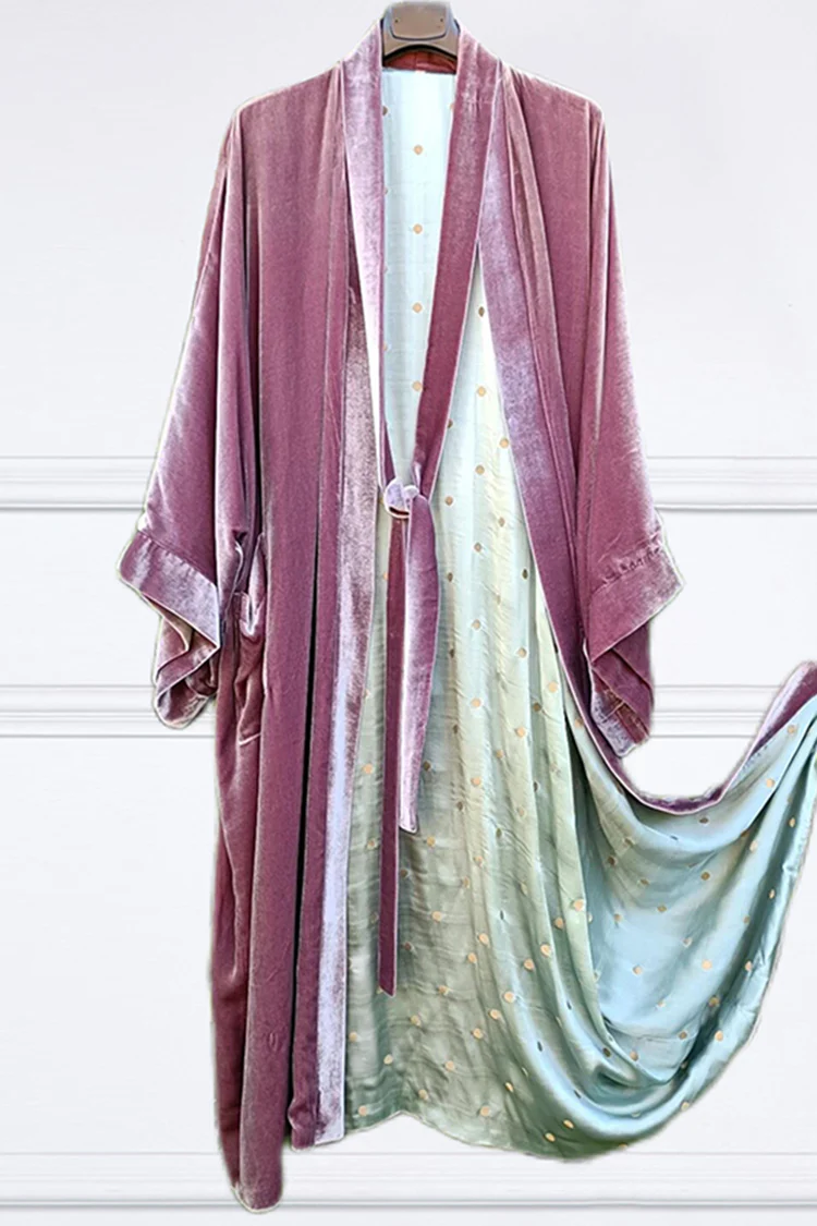Fashion Simple Lined Print Kimono Duster - Image 4