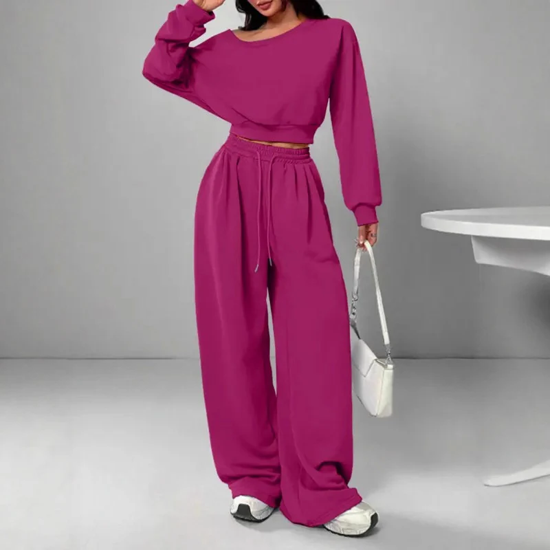 Fashion Slim-fit Off-the-shoulder Navel Solid Color Casual Pants Suit - Image 3