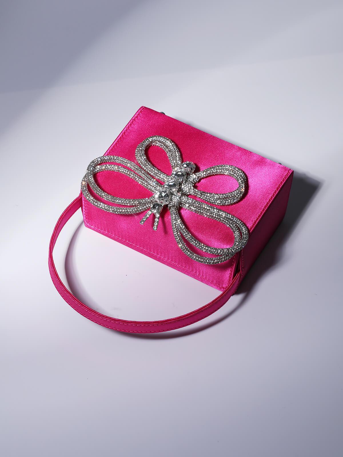 Fia Crystal Butterfly Clutch In Hot Pink - Image 4