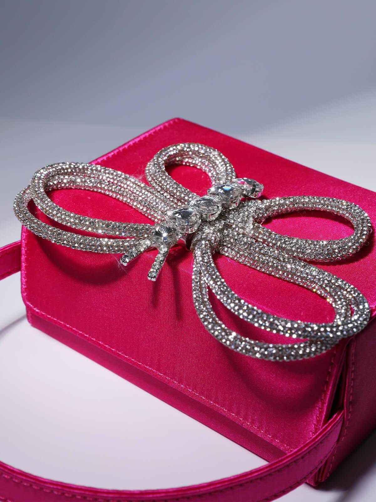 Fia Crystal Butterfly Clutch In Hot Pink - Image 5