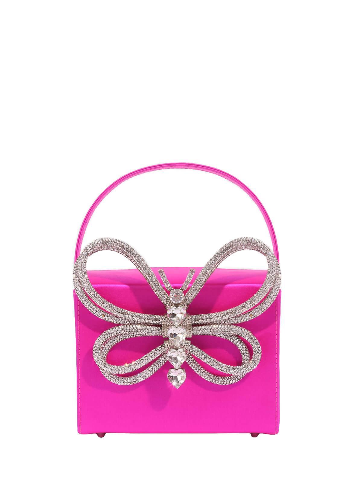 Fia Crystal Butterfly Clutch In Hot Pink - Image 6