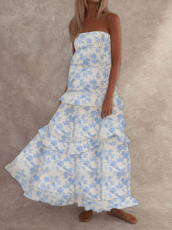 Floral maxi dress blue