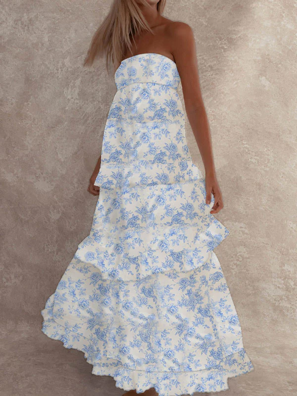 Floral maxi dress blue - Image 2