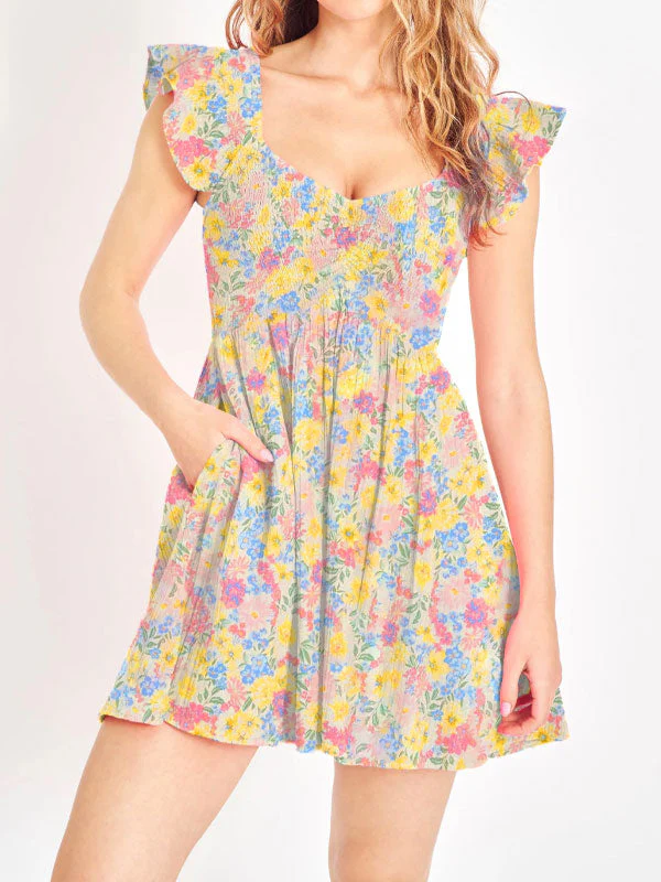 Floral pleated playsuit - Image 4
