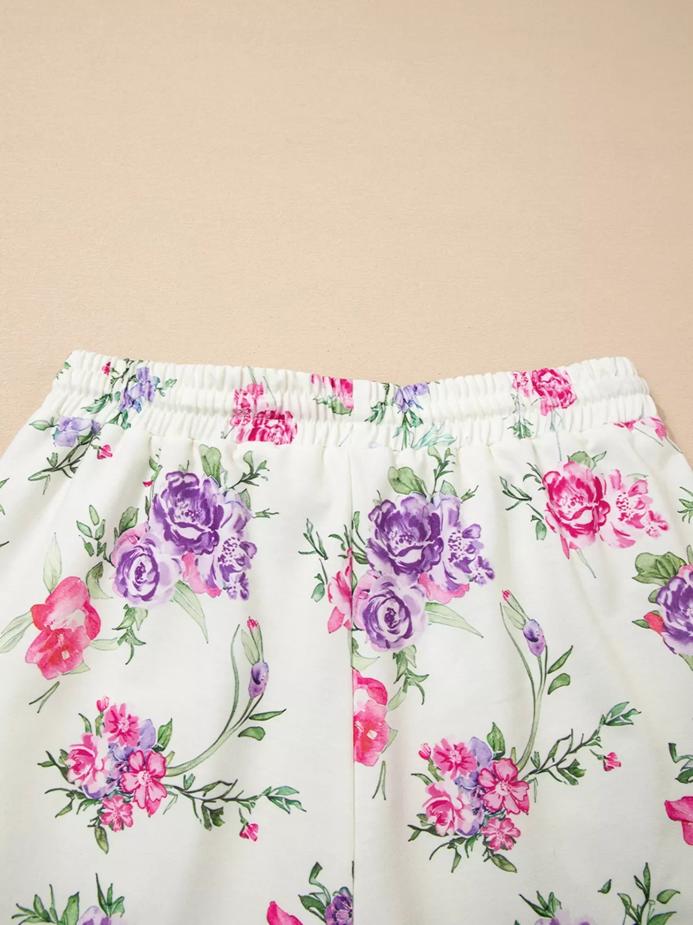 Floral Print Round Neck Top and Drawstring Pants Lounge Set - Image 9