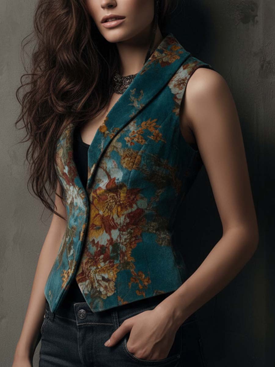 Floral Velvet Tailored Vest - Image 2