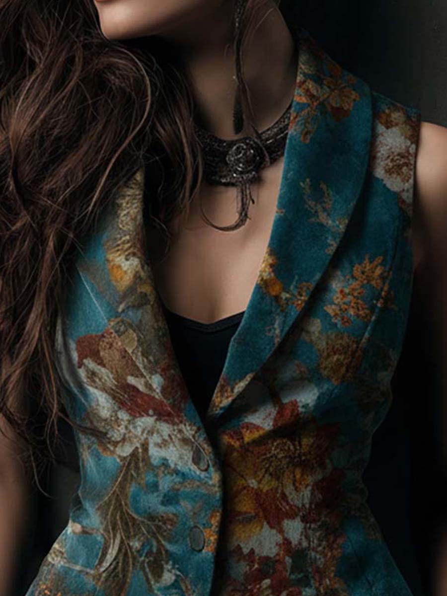 Floral Velvet Tailored Vest - Image 4