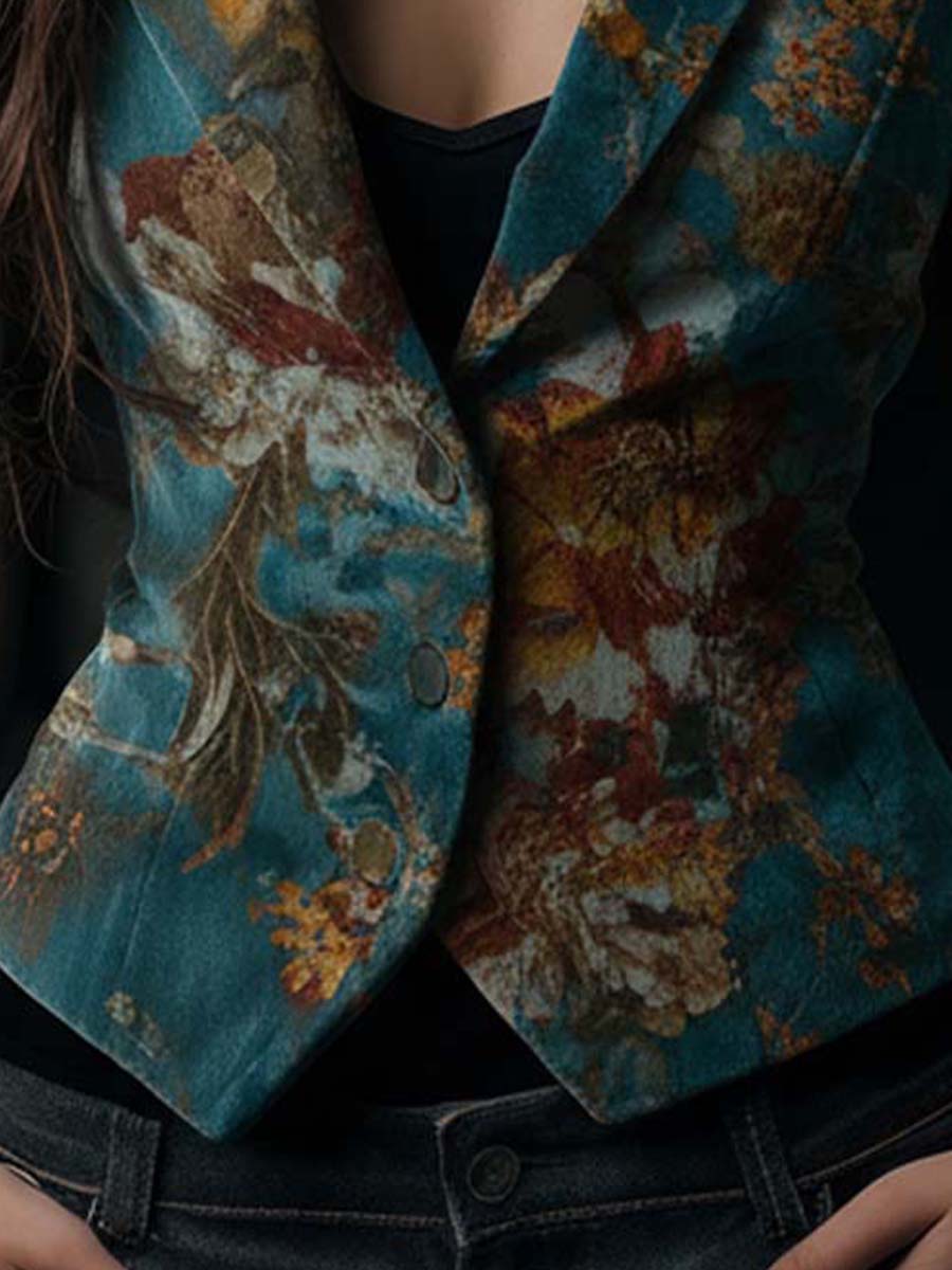 Floral Velvet Tailored Vest - Image 5
