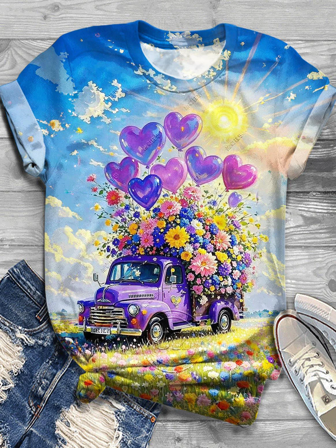Flower Crew Neck T-shirt