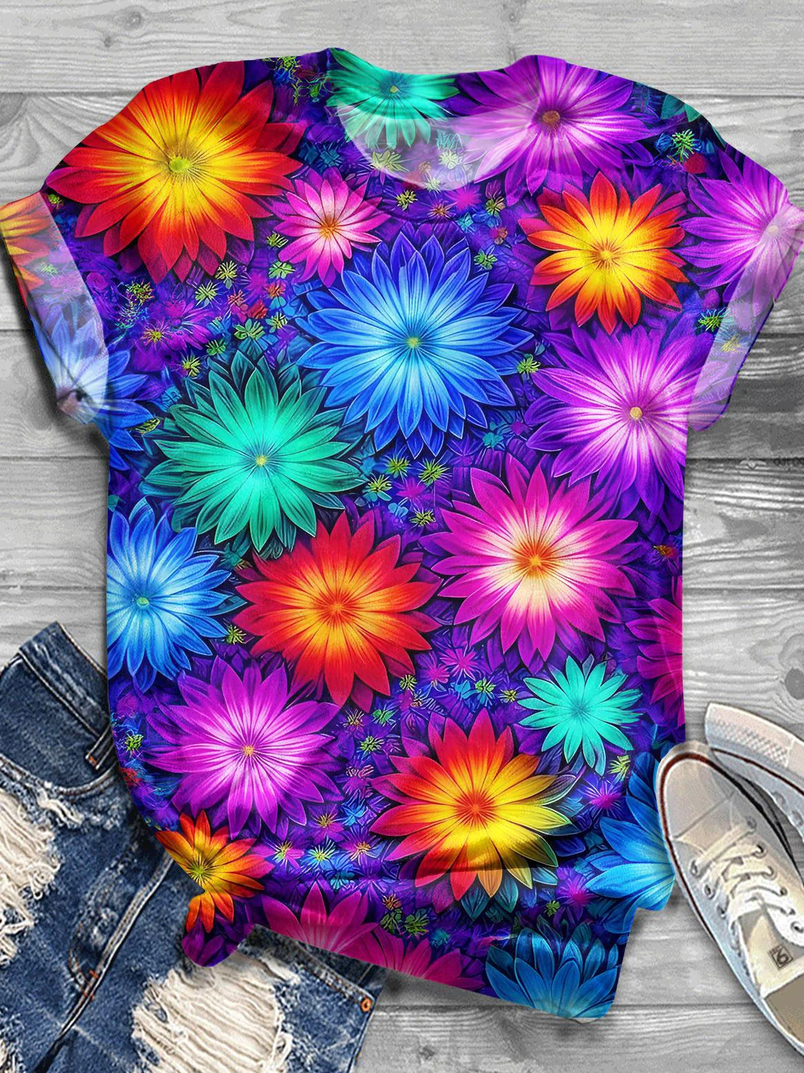 Flower Crew Neck T-shirt