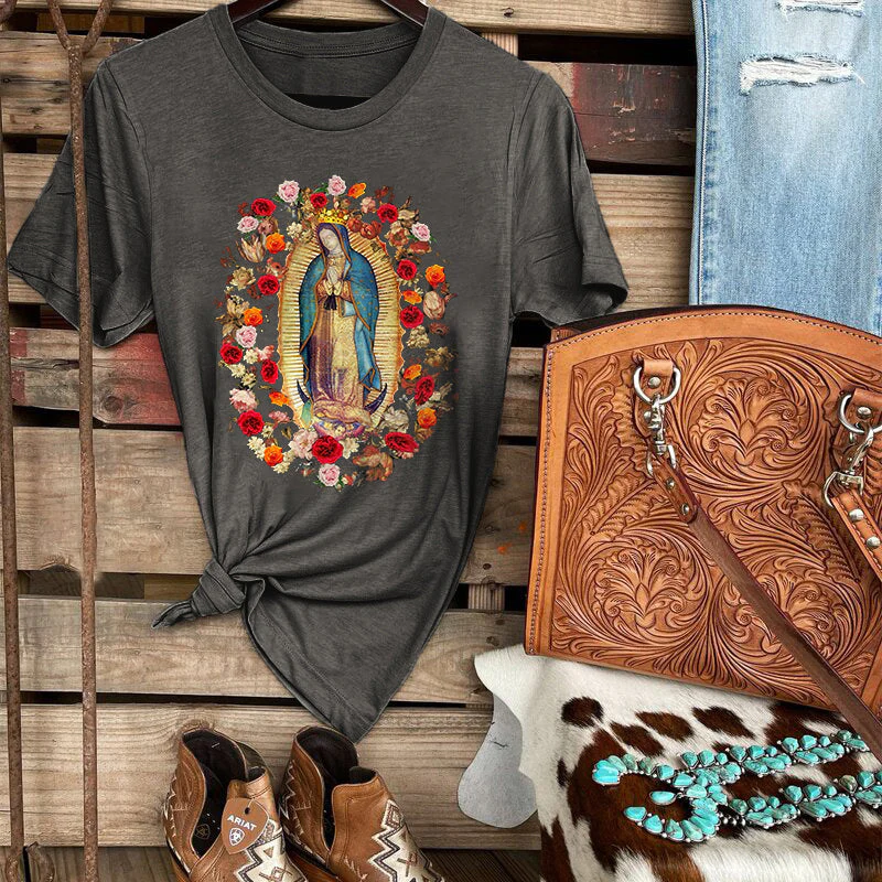 Virgin Mary Print Virgen de Guadalupe Women's T-shirt - Image 2