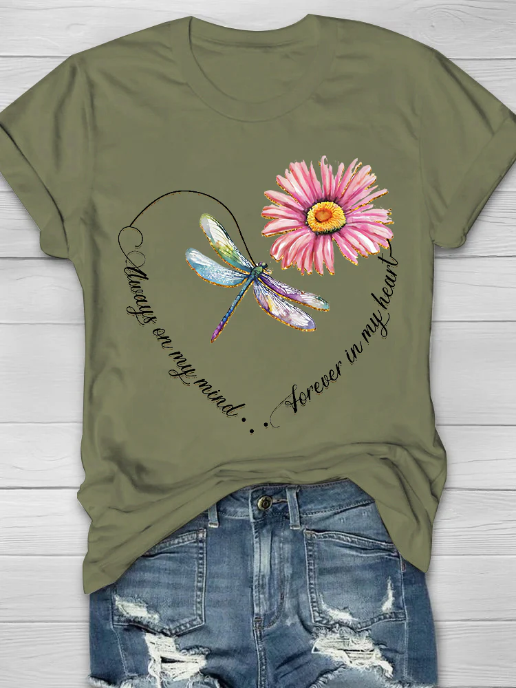 Forever In My Heart Printed Women's Crew Neck T-shirt - Image 3