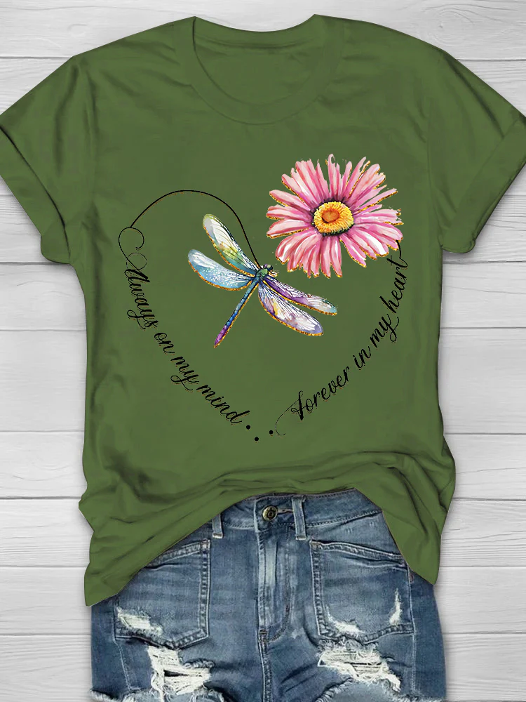 Forever In My Heart Printed Women's Crew Neck T-shirt - Image 4