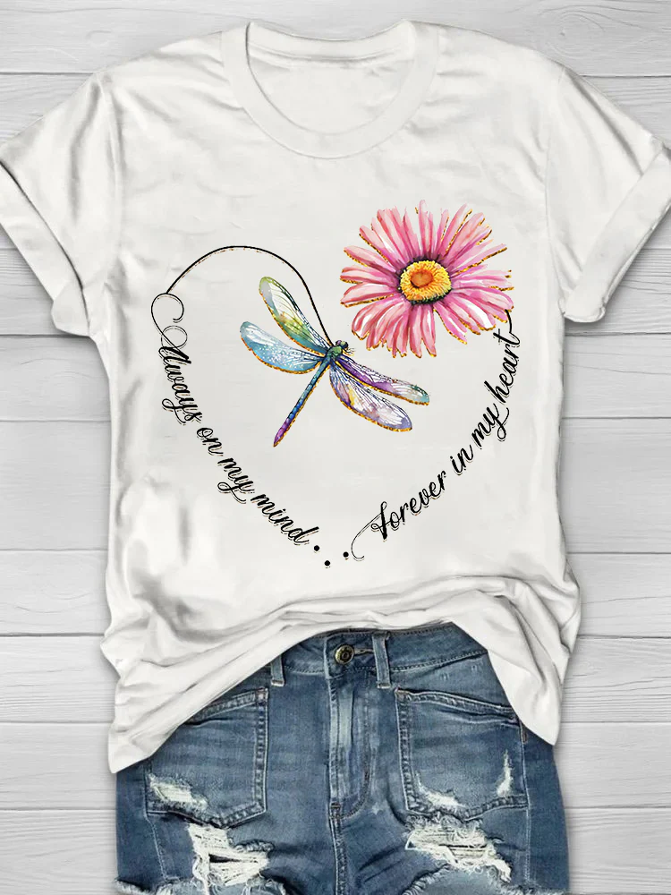 Forever In My Heart Printed Women's Crew Neck T-shirt - Image 5