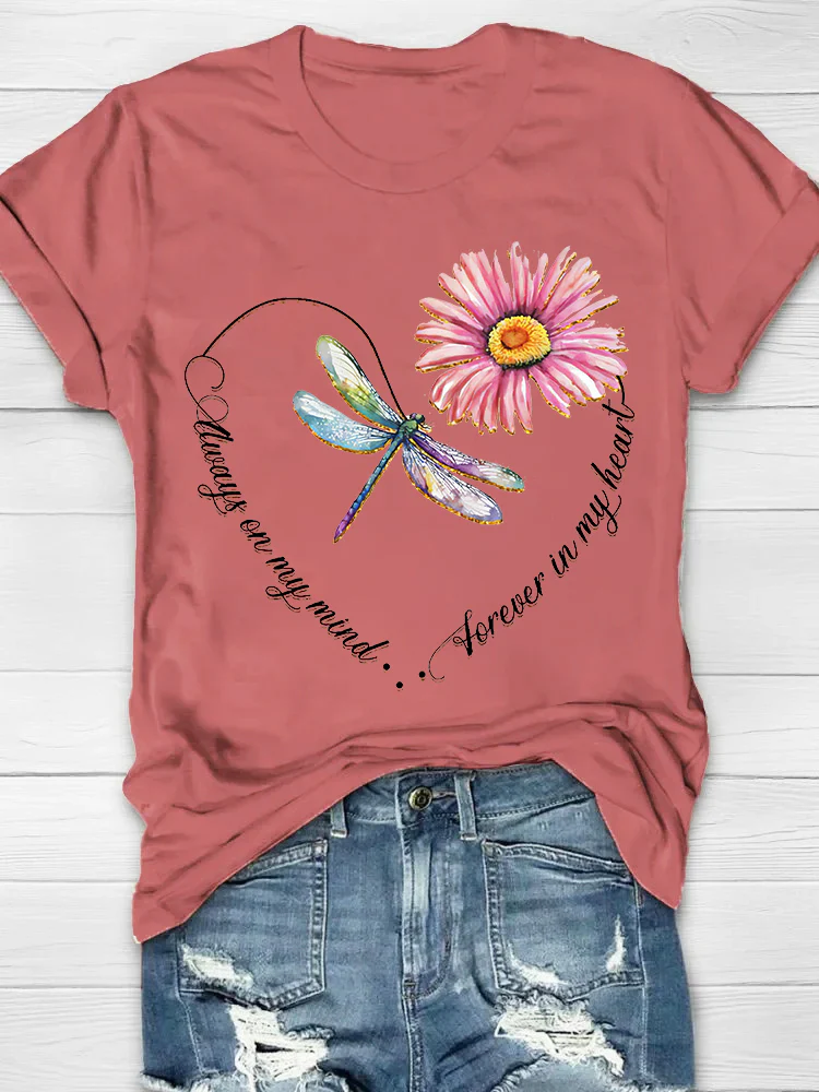Forever In My Heart Printed Women's Crew Neck T-shirt - Image 6