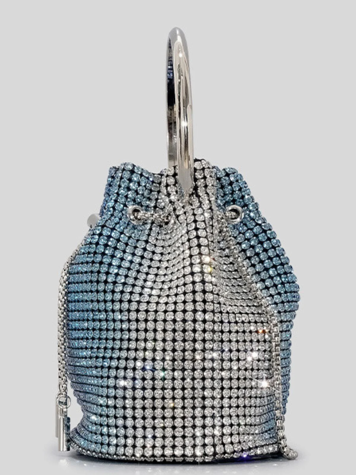 Frederica Rhinestone Bucket Bag In Blue - Image 3