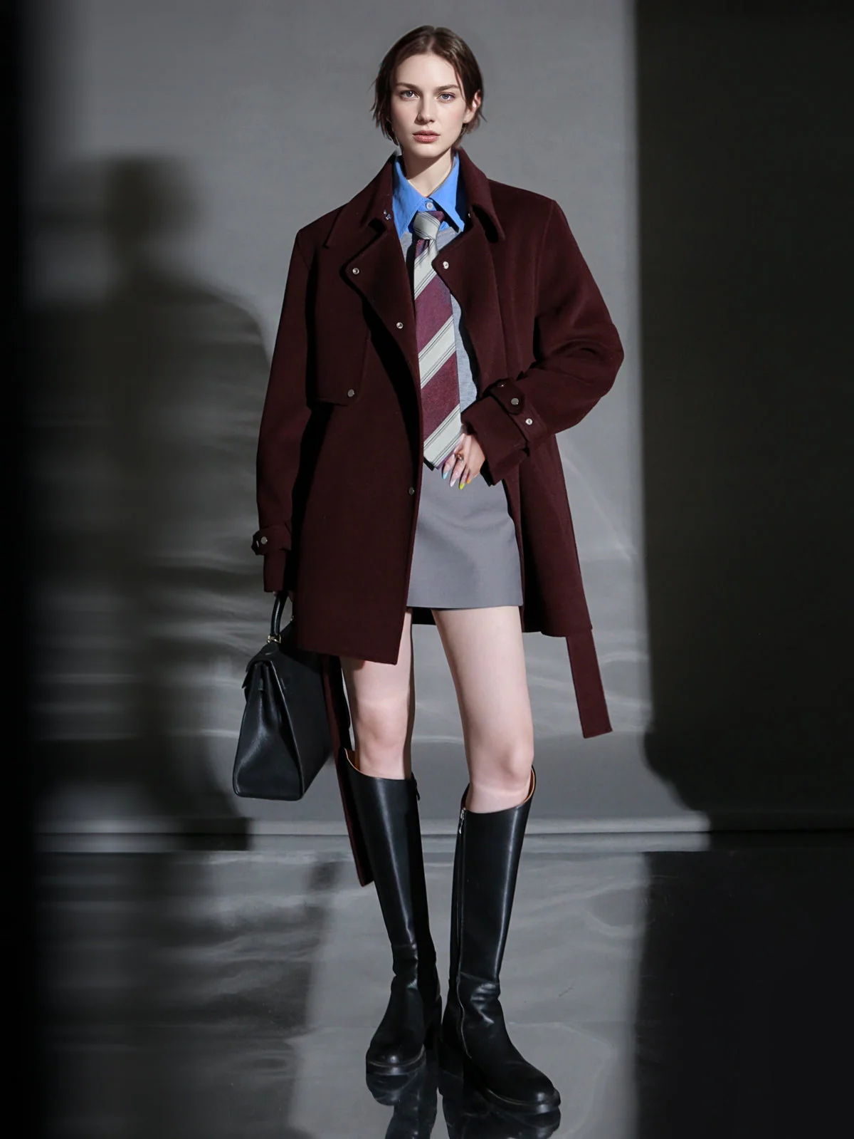 French Minimalist Chic Wool Coat for Women – Double-Faced Cashmere Overcoat with Lapel and Metal Buttons, Fall Winter Elegant Outerwear - Image 5
