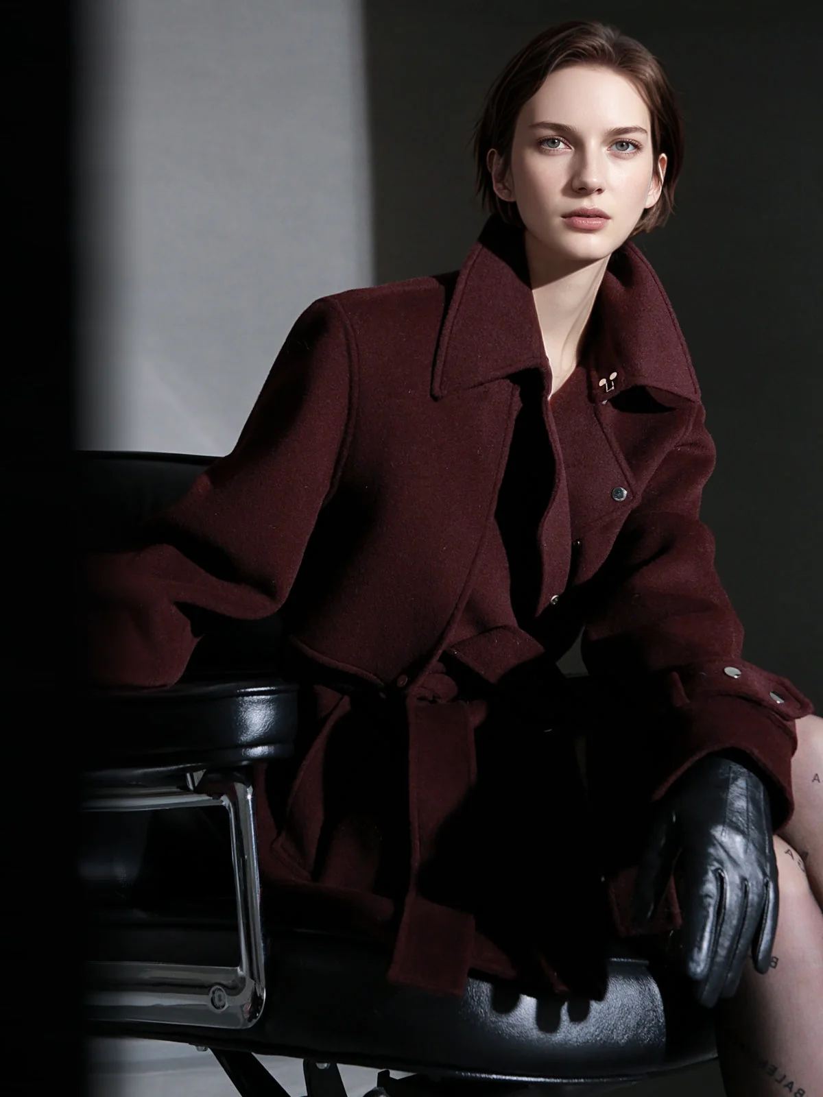 French Minimalist Chic Wool Coat for Women – Double-Faced Cashmere Overcoat with Lapel and Metal Buttons, Fall Winter Elegant Outerwear - Image 6