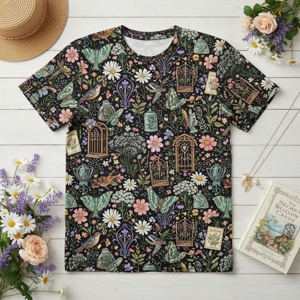 Fresh Vintage Garden Print T-Shirt - Botanical Floral Tee