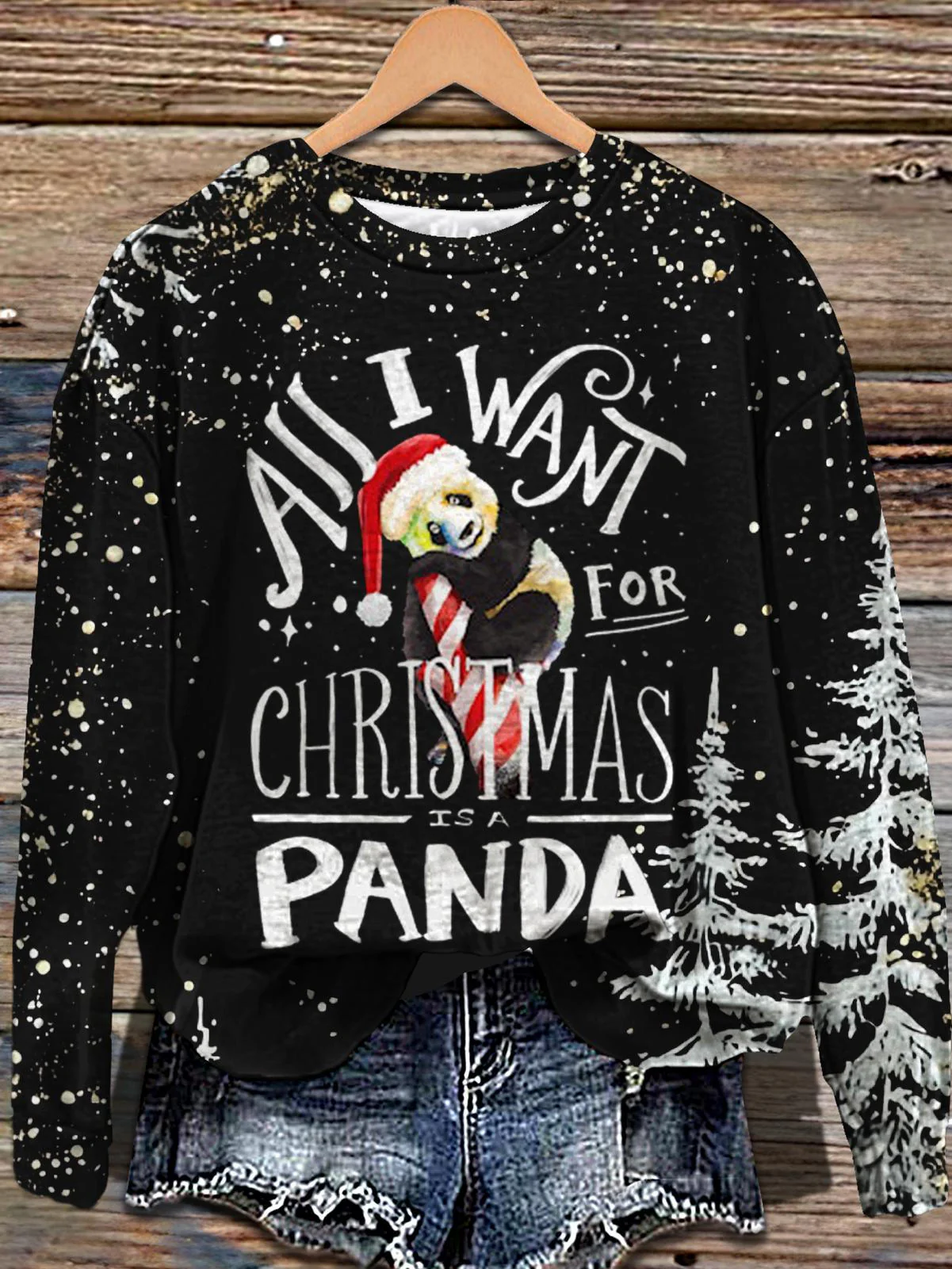 Fun Panda Printed Long Sleeve Casual Top