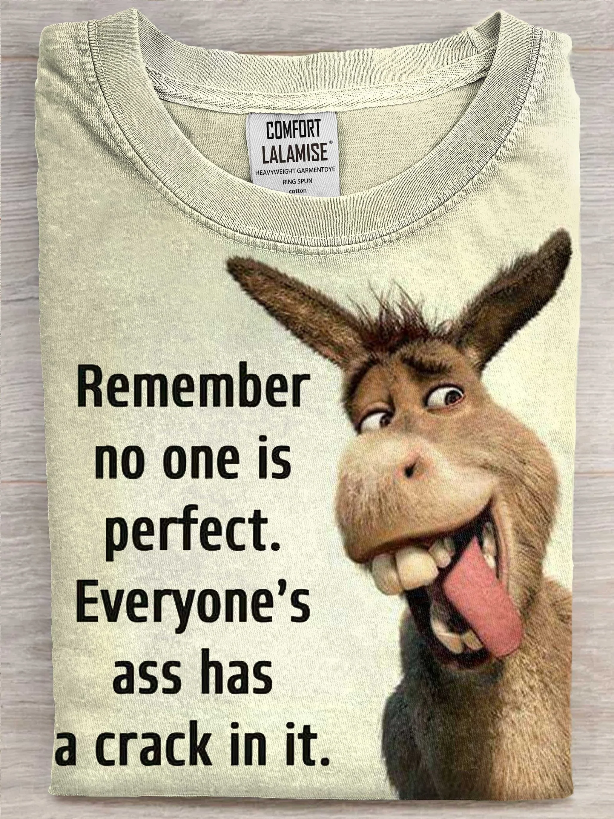 Funny Donkey Letter Print Cotton Casual T-shirt
