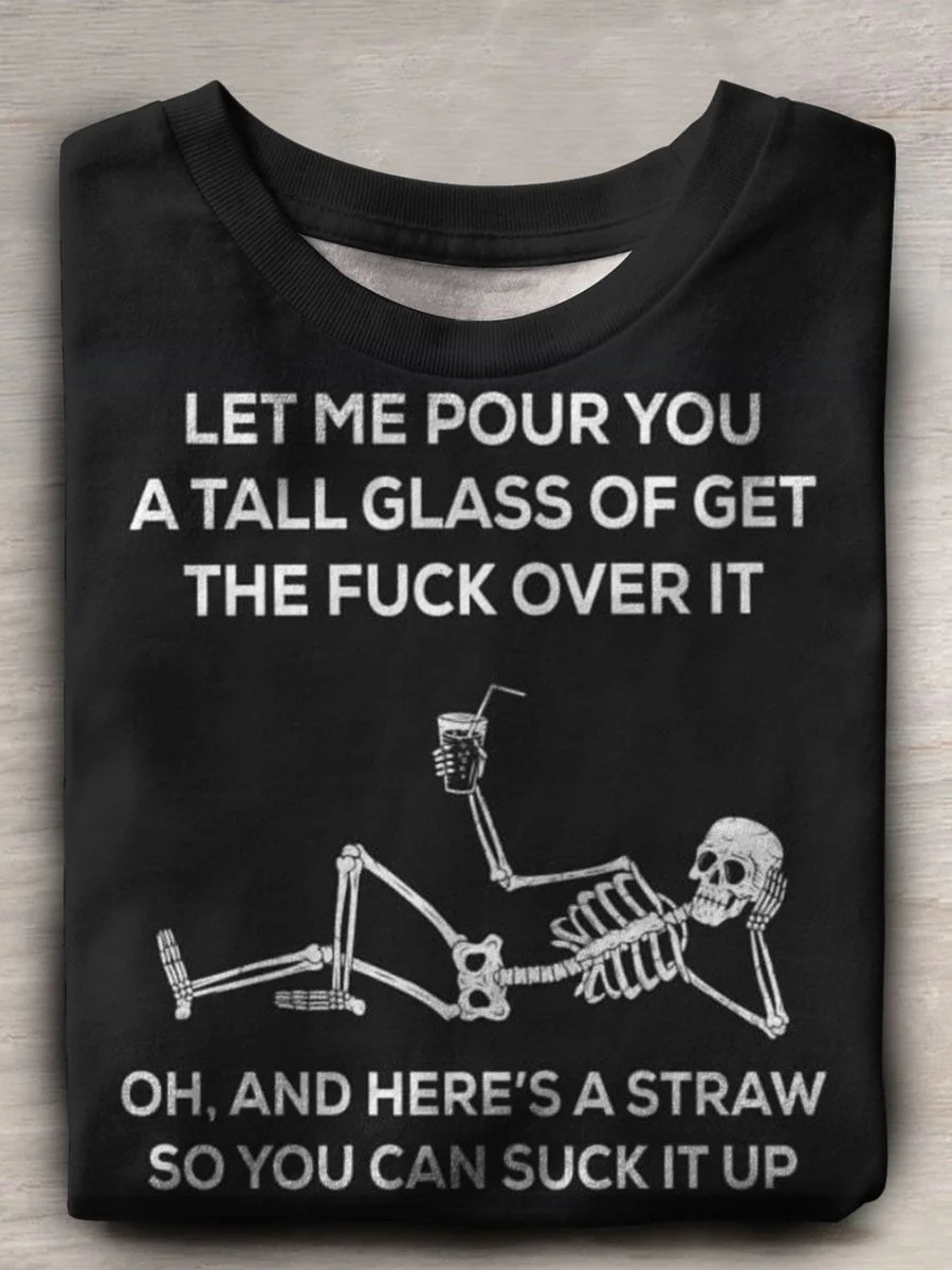 Funny Skull Print Cotton Casual T-shirt