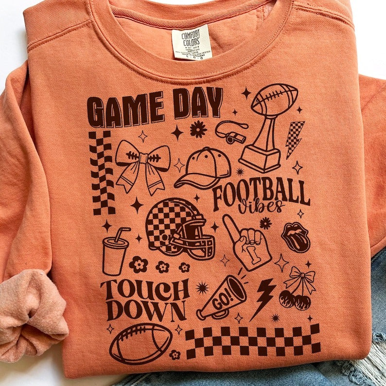 Game Day Football Print Long Sleeve Casual Top - Image 2
