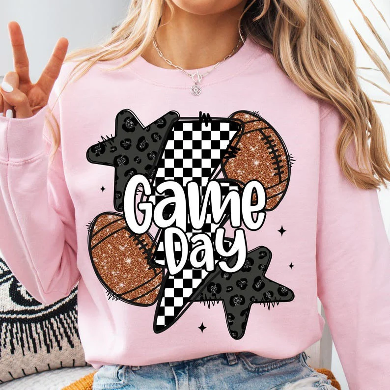 Game Day Football Print Long Sleeve Casual Top - Image 2