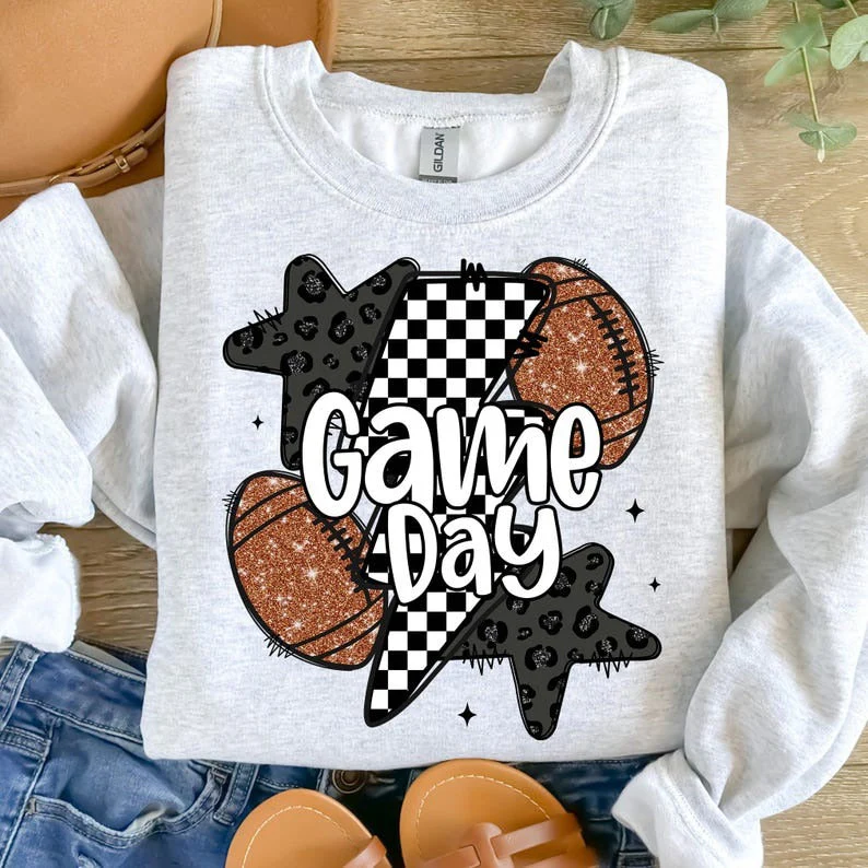 Game Day Football Print Long Sleeve Casual Top - Image 3