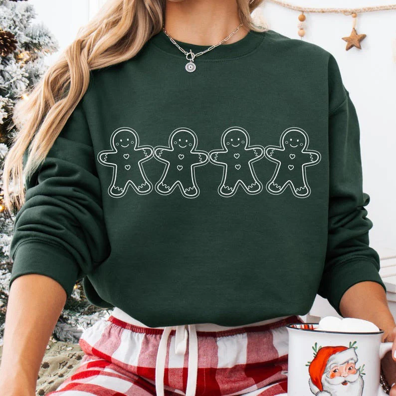 Gingerbread Man Printed Long Sleeve Casual Top - Image 2
