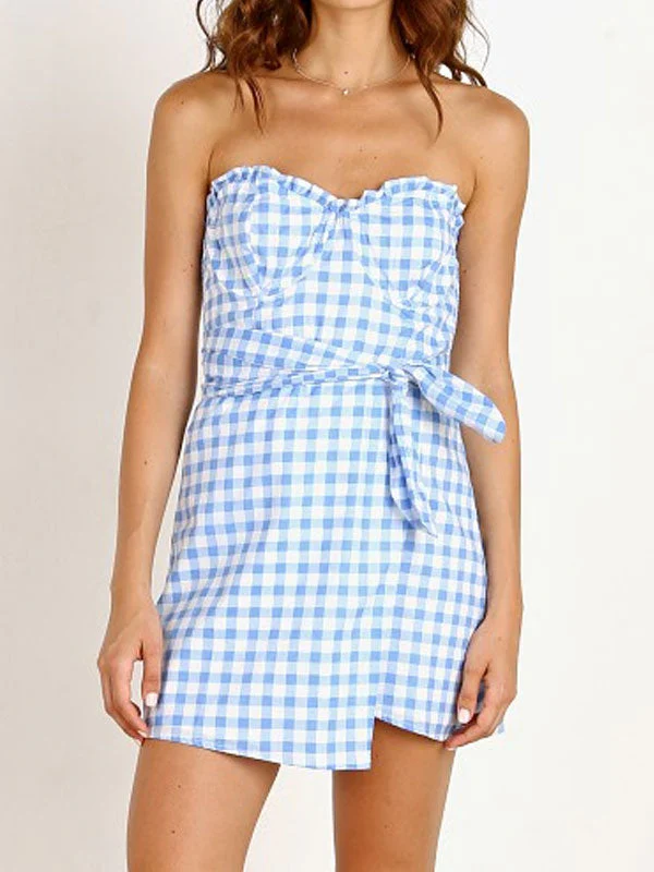 Gingham tie front dress