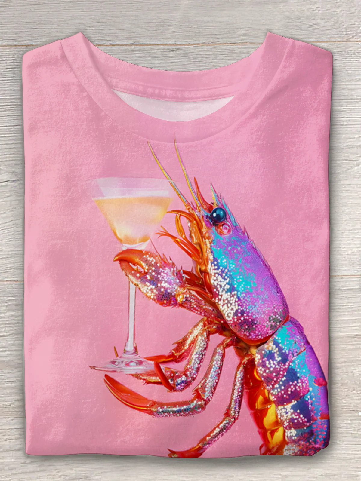 Glitter Disco Shrimp Art Crew Neck T-shirt - Image 2