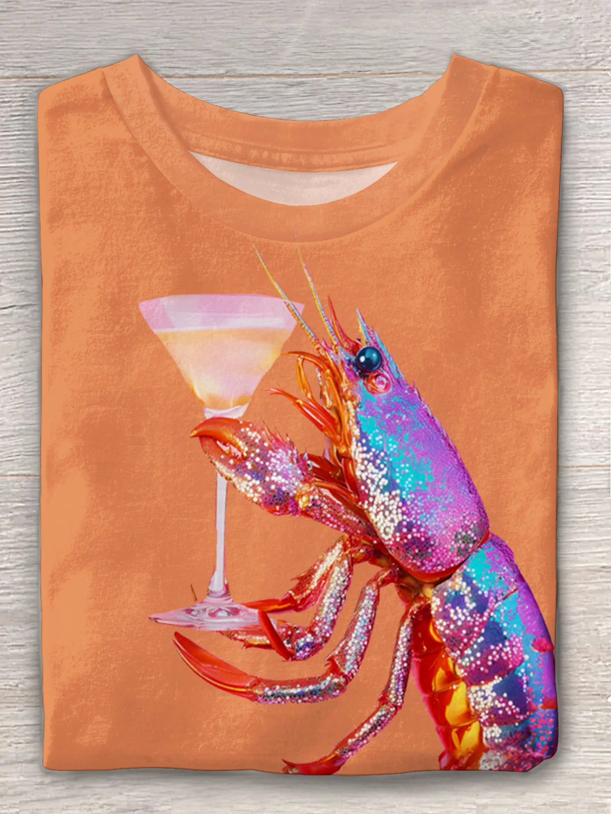 Glitter Disco Shrimp Art Crew Neck T-shirt - Image 3