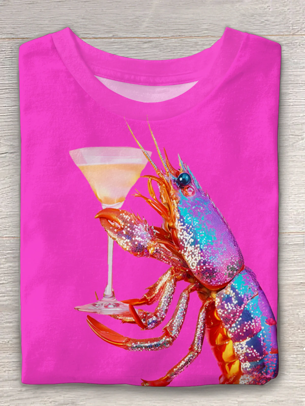 Glitter Disco Shrimp Art Crew Neck T-shirt - Image 4