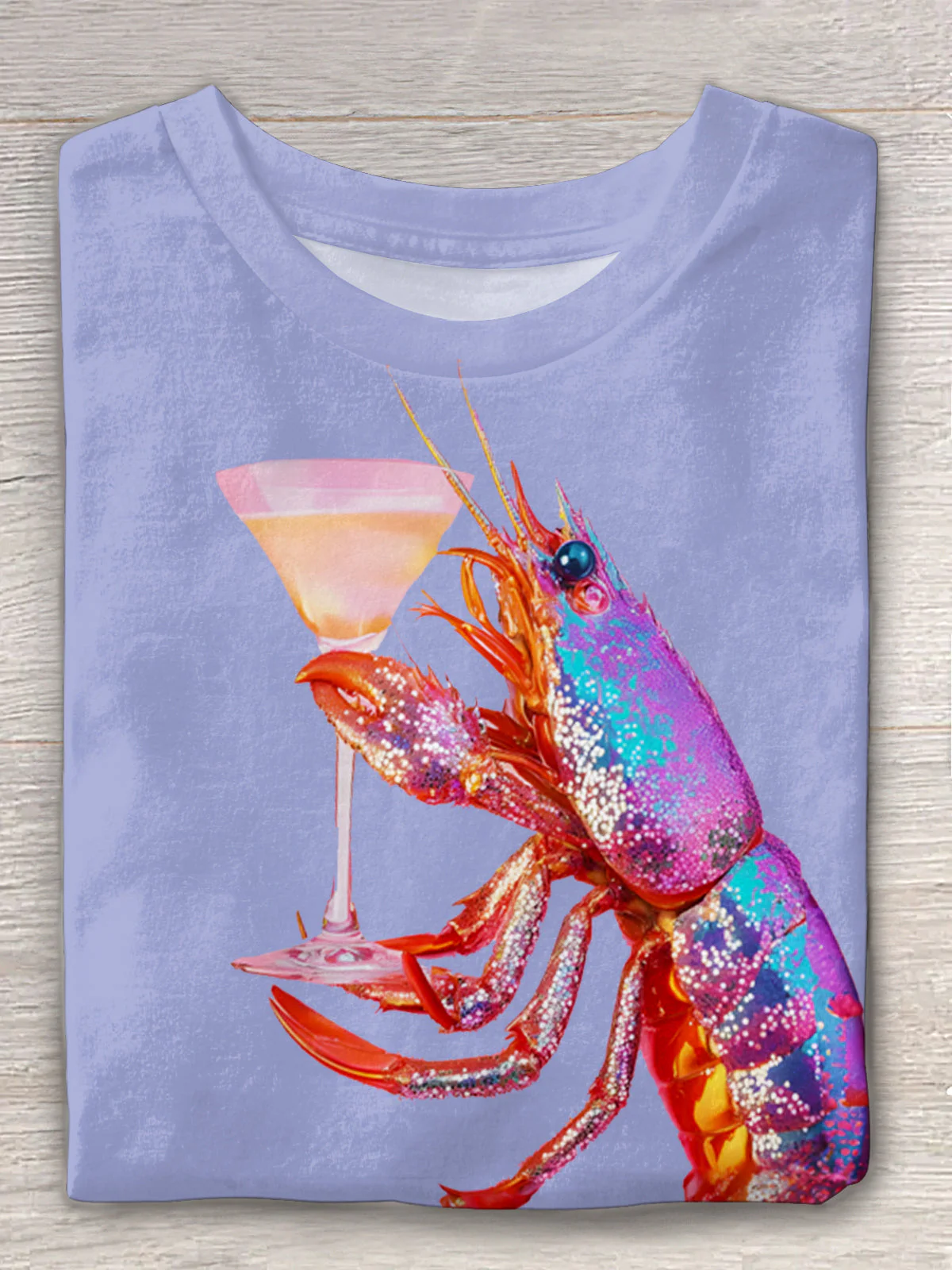 Glitter Disco Shrimp Art Crew Neck T-shirt - Image 5