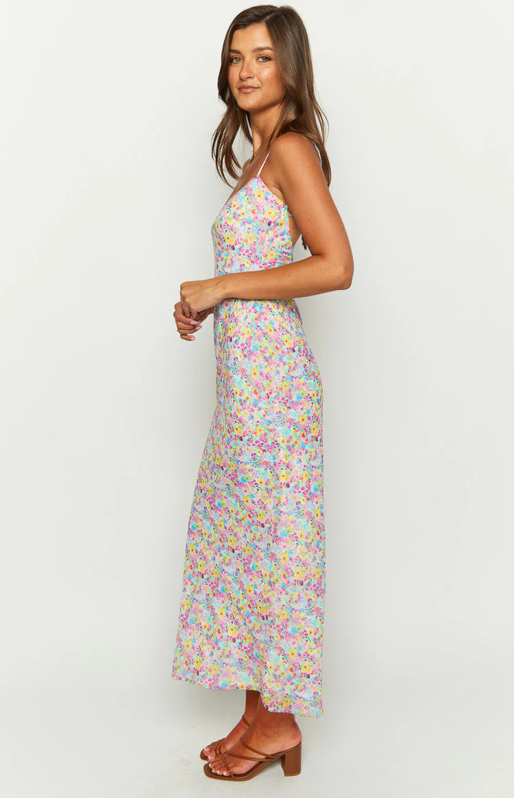 Good Days Painted Floral Pink Maxi Dress - Image 4