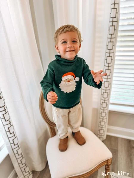 Green Santa Rollneck Toddler Sweater - Image 2