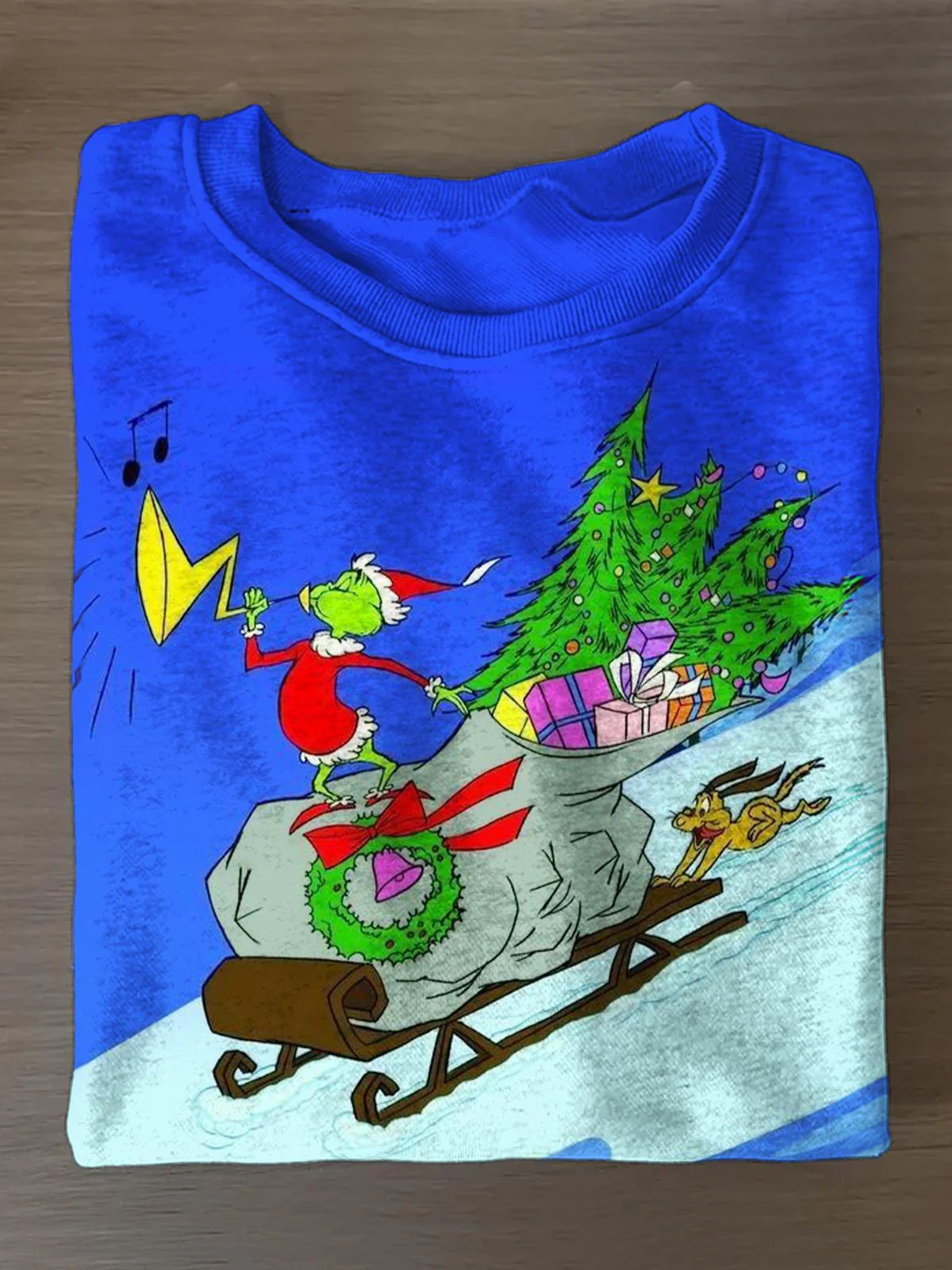 Grinch Skiing Printed Long Sleeve Casual Top