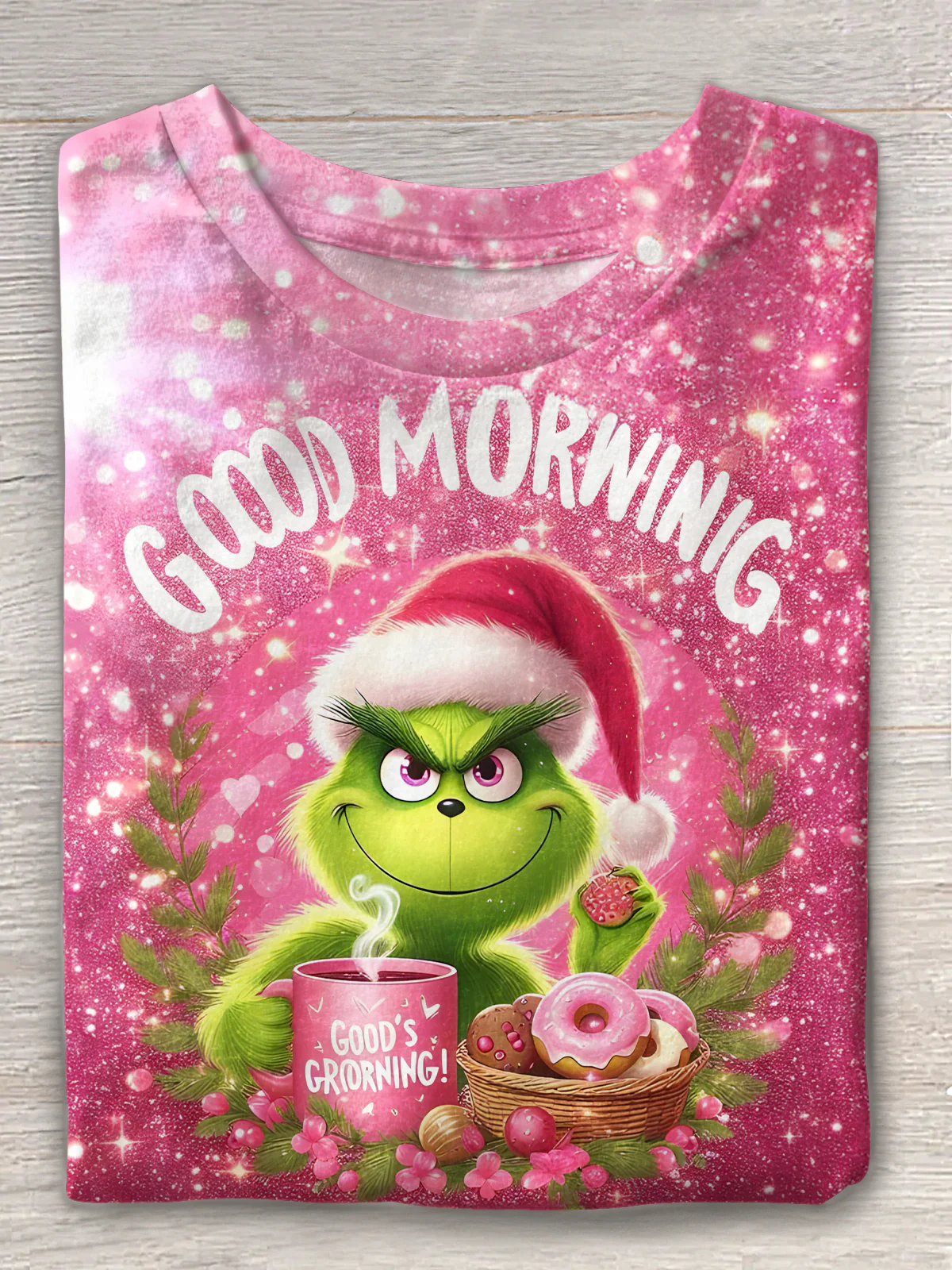 Grinch Valentine Good Morning Crew Neck T-shirt