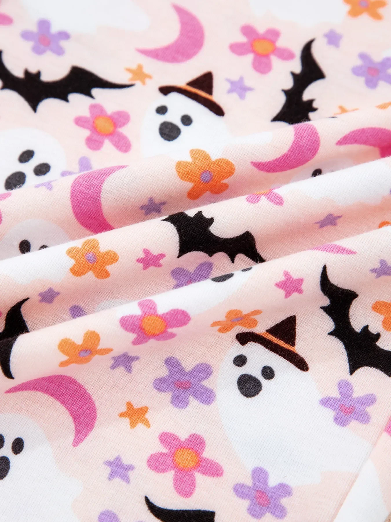 Halloween Ghost Print Button Up Top and Pants Lounge Set - Image 10