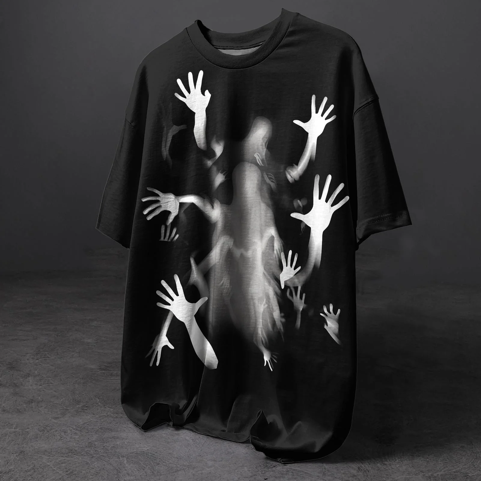 Halloween Gothic Print Crew Neck T-shirt - Image 2