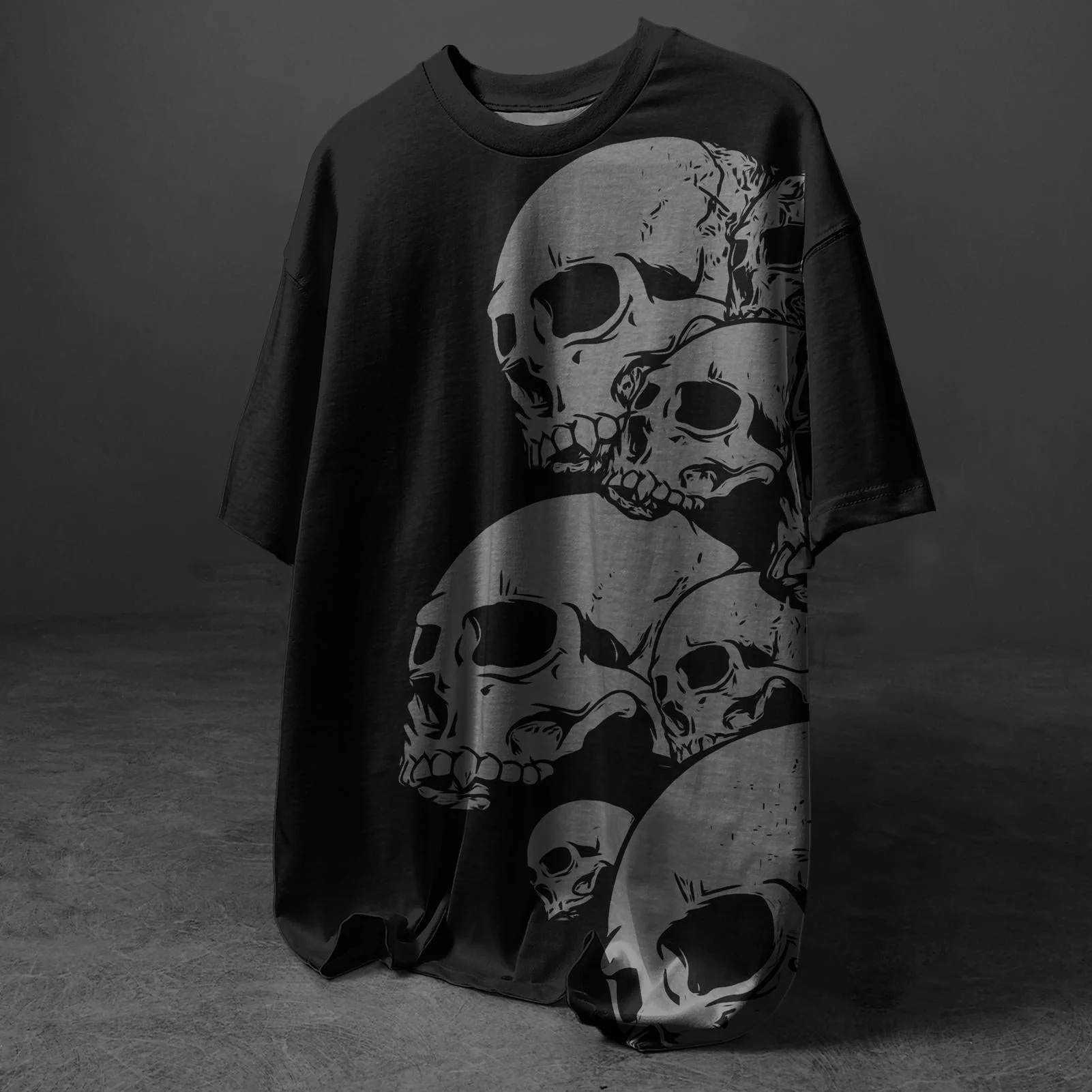 Halloween Gothic Skull Print Crew Neck T-shirt - Image 2