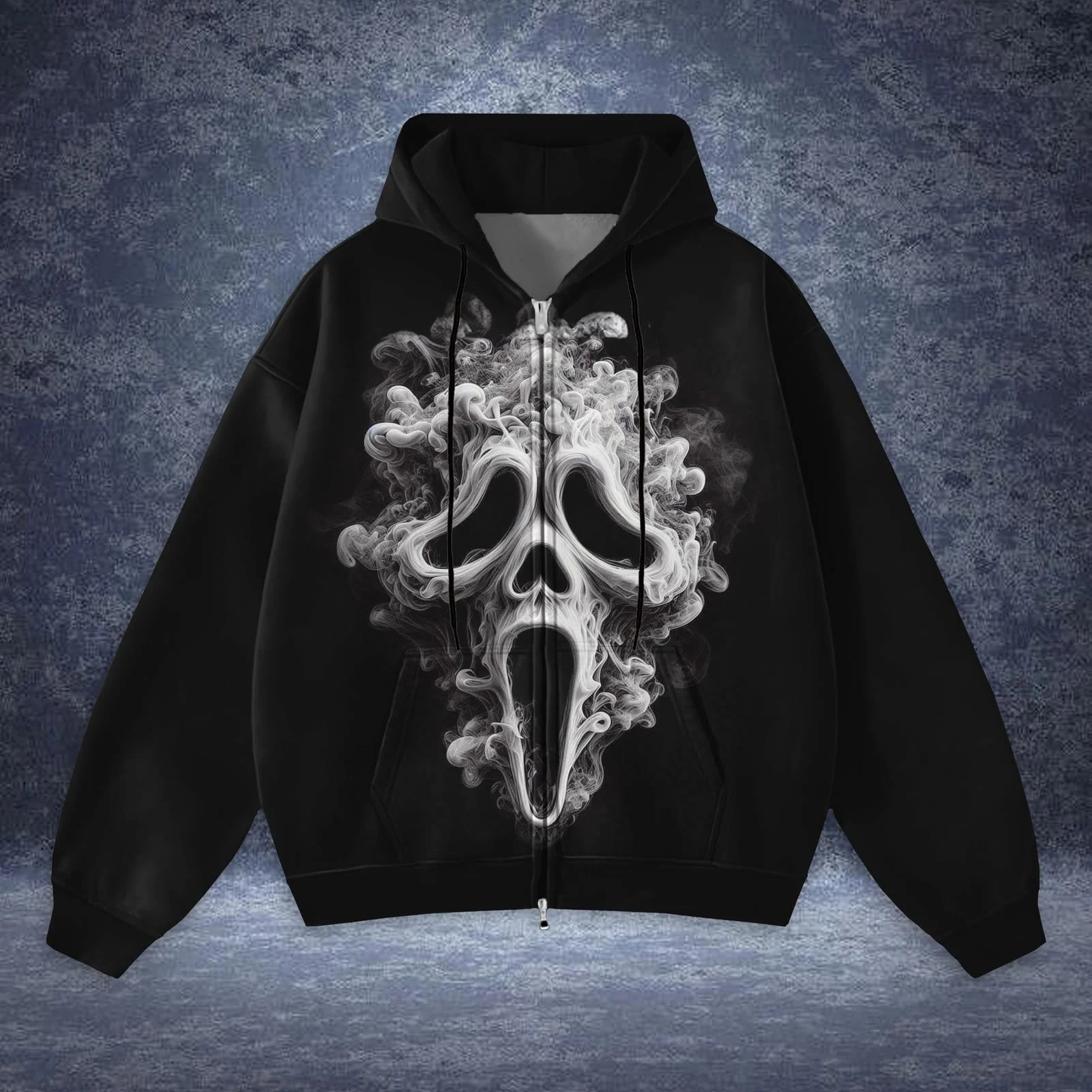 Halloween Print Zippered Sweatshirt Jacket