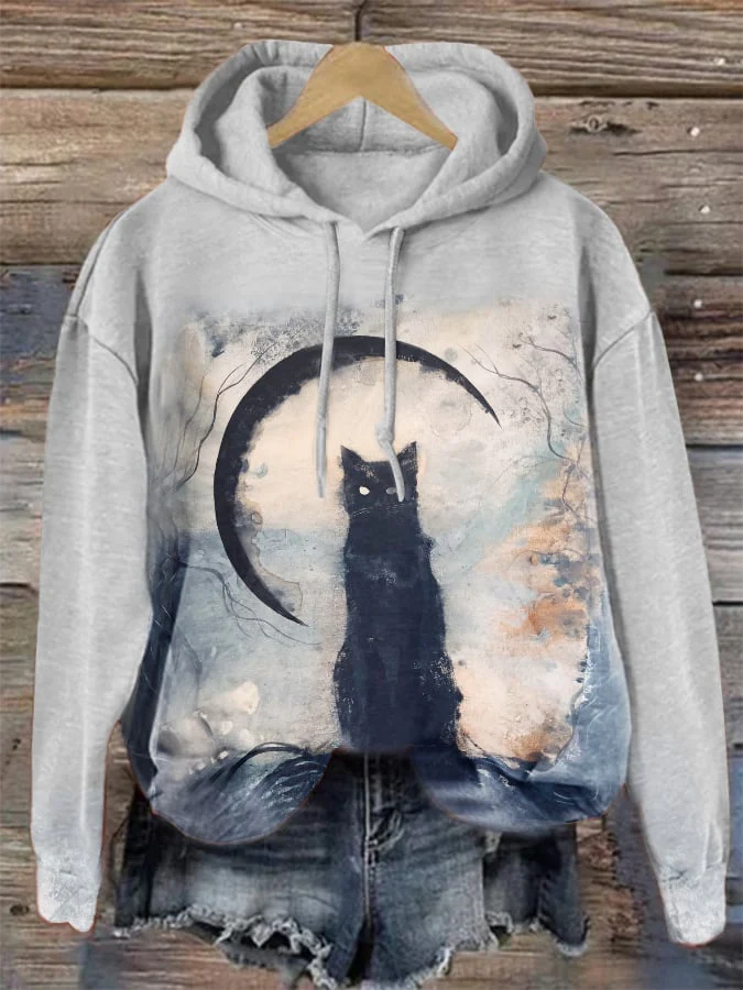 Halloween Vintage Cat Drawstring Sweatshirt - Image 4